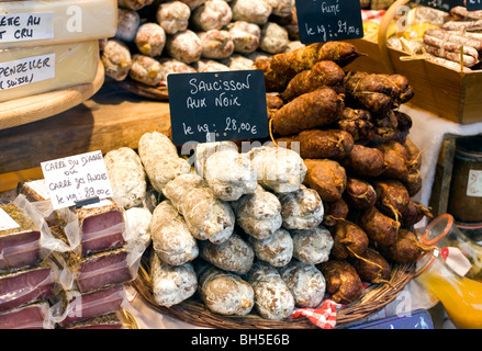 Saucisson and cheese specialist Deli shop, Megève, Haute Savoie, France, Europe Stock Photo