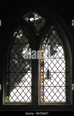 Church window with diamond pattern leaded glass panels Stock Photo - Alamy