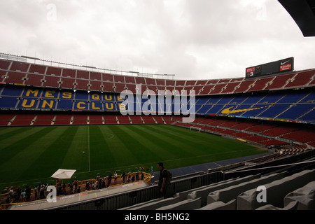 The view inside the Nou Camp, stadium of FC Barcelona. Stock Photo