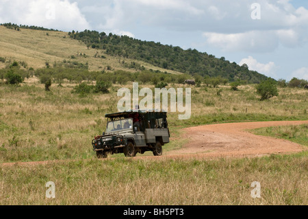 Jeep during a safari, Masai Mara National Reserve, Kenya. Stock Photo