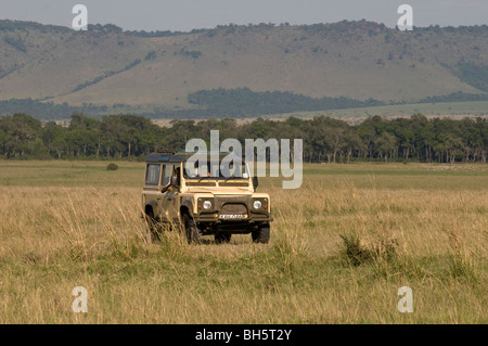 Jeep during a safari, Masai Mara National Reserve, Kenya. Stock Photo