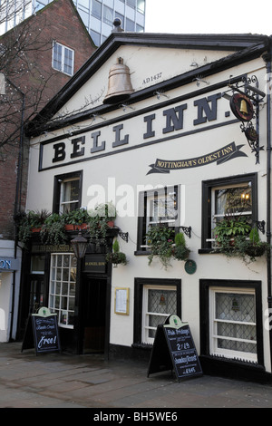 facade of the bell inn the oldest in the city founded in 1437 angel row nottingham uk Stock Photo