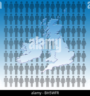 Overpopulation! Conceptual Image of the UK overpopulated with people Stock Photo