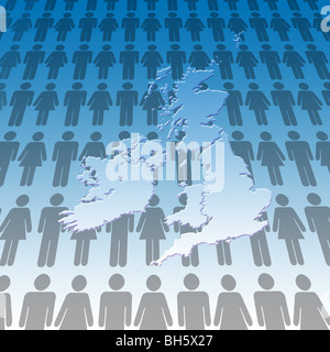 Overpopulation! Conceptual Image of the UK overpopulated with people Stock Photo