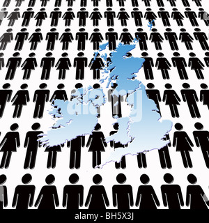 Overpopulation! Conceptual Image of the UK overpopulated with people Stock Photo