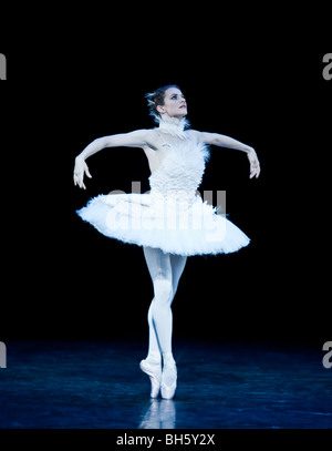 English National Ballet. Ballet Russes season at Sadlers Wells Theatre. 'Dying Swan'. Tutu designed by Karl Lagerfeld for Chanel Stock Photo