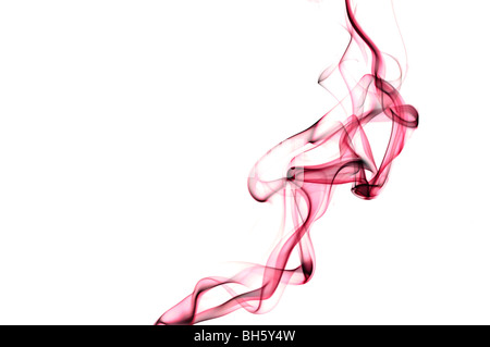 Red smoke patterns against a white background Stock Photo