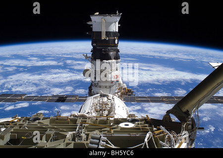 The Mini Research Module 2 docked with the International Space Station. Stock Photo