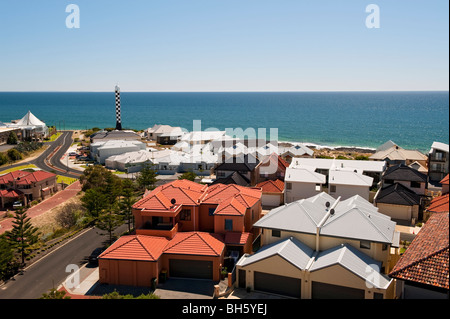 Bunbury Lighthouse from the Lookout Tower, Western Australia Stock Photo