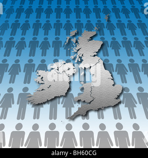 Overpopulation! Conceptual Image of the UK overpopulated with people Stock Photo