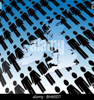 Overpopulation! Conceptual Image of the UK overpopulated with people Stock Photo