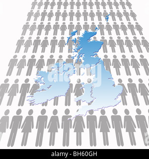 Overpopulation! Conceptual Image of the UK overpopulated with people Stock Photo