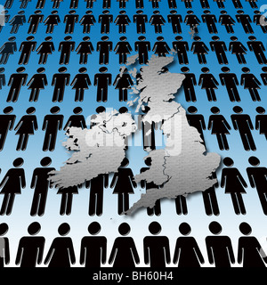 Overpopulation! Conceptual Image of the UK overpopulated with people Stock Photo