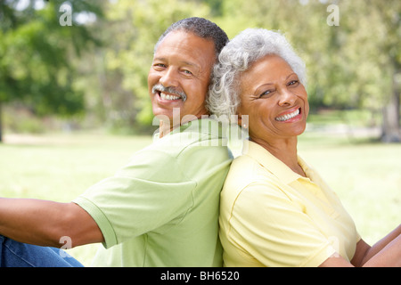 Portrait Of Senior Couple In Park Stock Photo