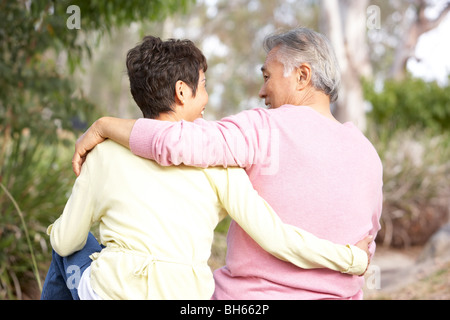 Back View Of Senior Couple In Park Stock Photo