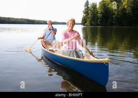 Senior couple in canoe Stock Photo