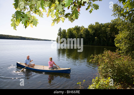 Senior couple in canoe Stock Photo