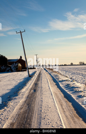 Snowy Landscape, Lincolnshire Fens, England, Great Britain, UK Stock Photo