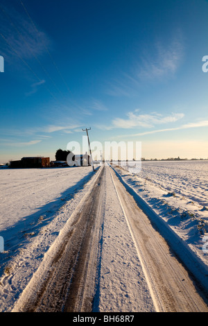 Snowy Landscape, Lincolnshire Fens, England, Great Britain, UK Stock Photo