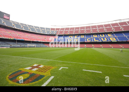 The view inside the Nou Camp, stadium of FC Barcelona. Stock Photo