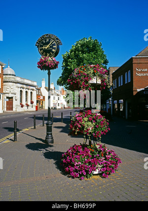 Christchurch - Clock at entrance to Saxon Square Stock Photo