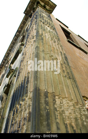 Ornate decaying stone carved columns at Sutton Scarsdale Hall in Derbyshire, England. Stock Photo