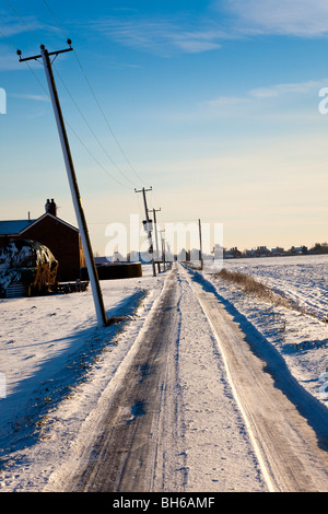 Snowy Landscape, Lincolnshire Fens, England, Great Britain, UK Stock Photo