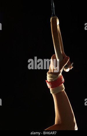 gymnasts' hand holding ring Stock Photo