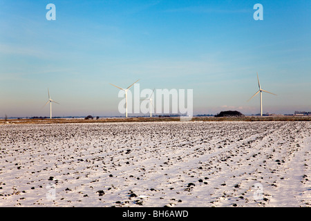 Snowy Landscape, Lincolnshire Fens, England, Great Britain, UK Stock Photo