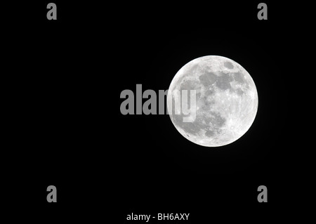 Full moon photographed on January 29, 2010. The moon was at its brightest for the year 2010 on this day Stock Photo