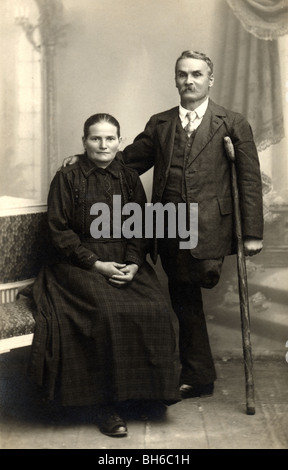 Wife with Disabled Amputee Husband Stock Photo