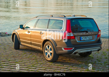 Rear and side view of Volvo XC 70 four wheel drive station wagon parked at Rhine river Stock Photo