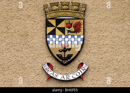 Oban, Scotland Town Coat of Arms shield heraldry heraldic device motto inscription UK coats of arms devices Scottish Stock Photo