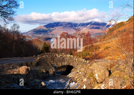 Ashness Bridge, Derwentwater, Keswick, Lake District, Cumbria, England, UK. Stock Photo