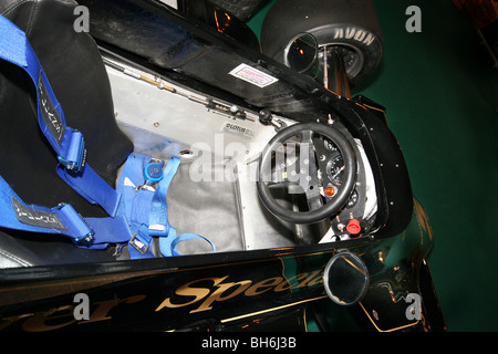 Inside cockpit of small modern single seater track racing car. Stock Photo