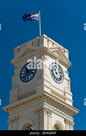 Prahran Town Hall Clock Tower on Chapel Street, Melbourne, Australia Stock Photo