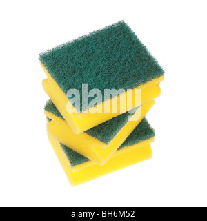Three scouring pads isolated on a white background Stock Photo
