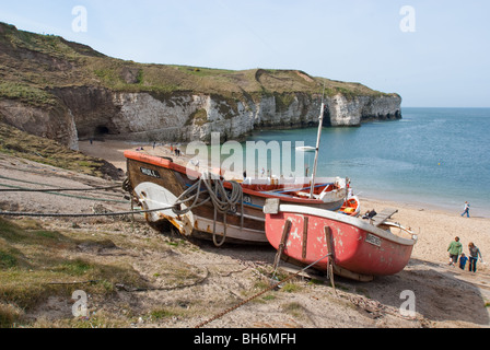 Fishing Boats at North Landing near Flamborough on the Yorkshire Coast Stock Photo