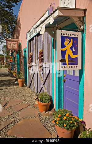 Shops in the historic town of Madrid, New Mexico, along the Turquoise Trail Scenic Byway Stock Photo