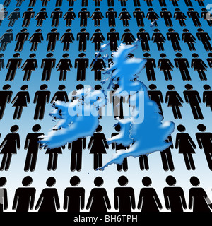 Overpopulation! Conceptual Image of the UK overpopulated with people Stock Photo