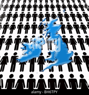 Overpopulation! Conceptual Image of the UK overpopulated with people Stock Photo