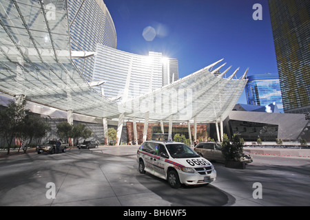 CityCenter complex, Aria Resort & Casino (center and left), Veer Tower (right) and Vdara Hotel and Spa (back) , Las Vegas USA Stock Photo