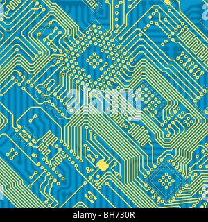 Printed blue industrial circuit board graphical texture Stock Photo