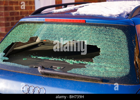 Broken rear windscreen Stock Photo