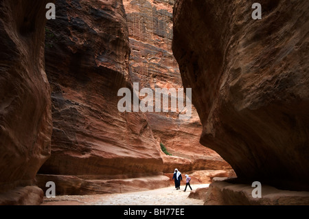 The Nabatean tombs of Petra, Jordan, were taken over by the Romans as they lay on the old frankincense trade routes. The Siq Stock Photo