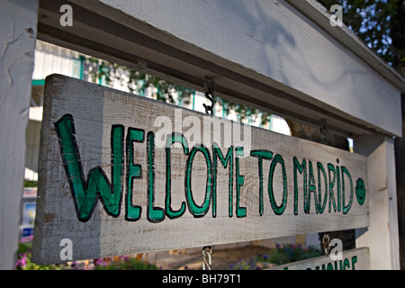 Welcome sign for Madrid, New Mexico Stock Photo