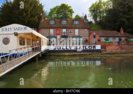 The Jolly Sailor on the River Hamble at Bursledon, Hamphshire, UK Stock Photo