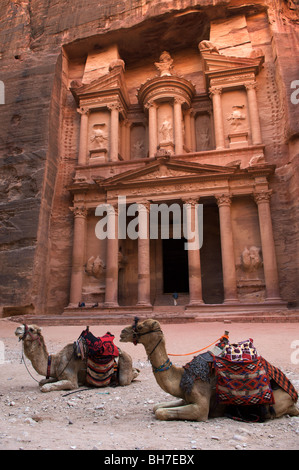 The Nabatean tombs of Petra, Jordan, were taken over by the Romans as they lay on the old frankincense trade routes.The Treasury Stock Photo