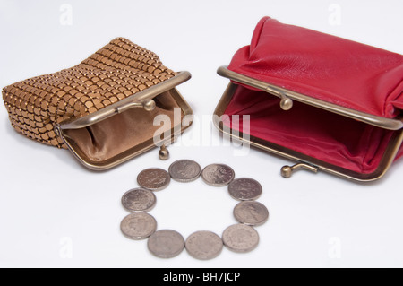 Financial concept  poor, empty, purses, nothing Stock Photo