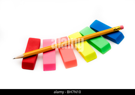 erasers on white Stock Photo